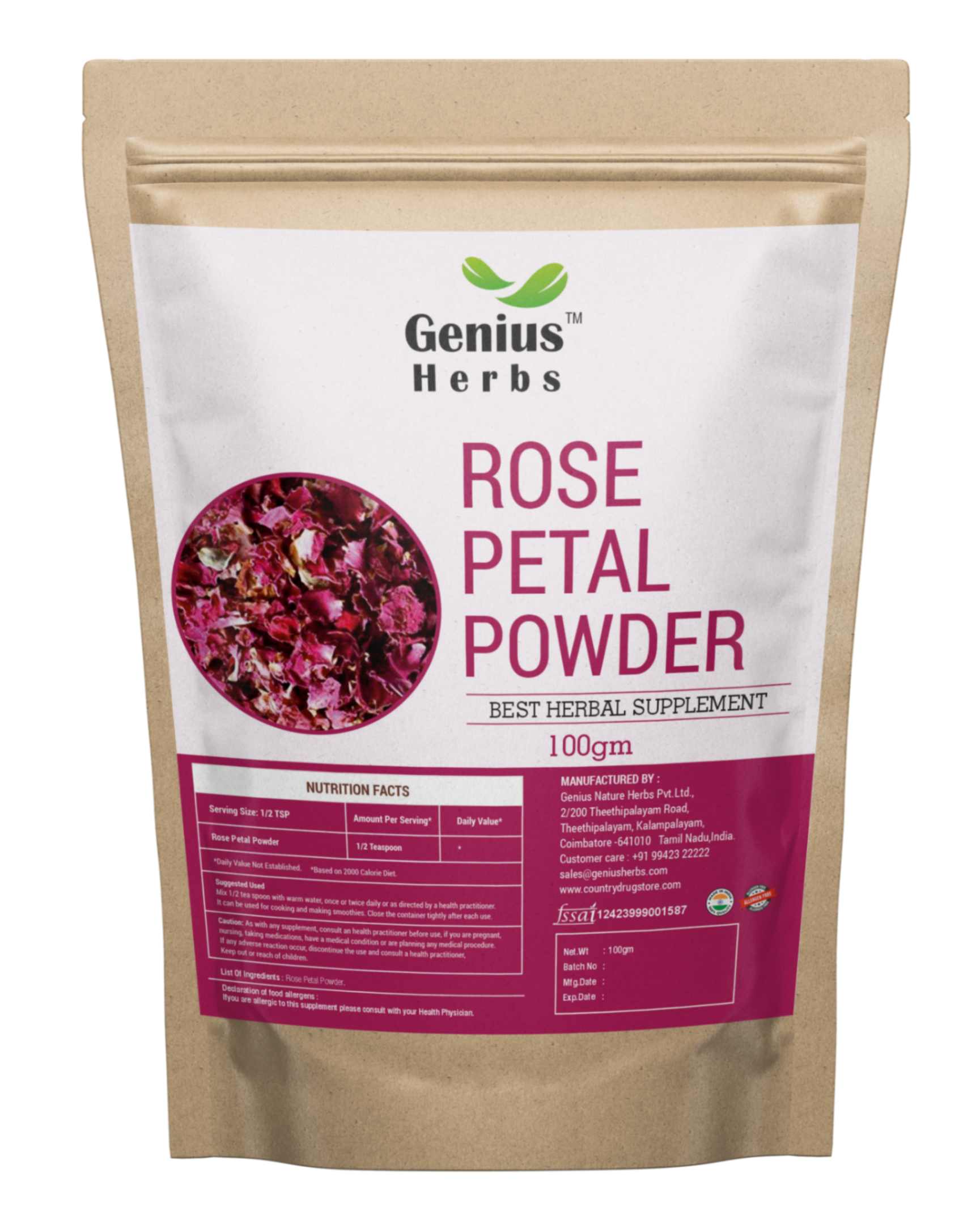 Rose Petal Powder Wholesale Manufacturer & Supplier in India
